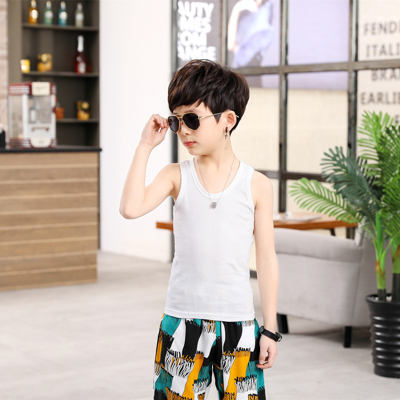Picture of Children's Cotton Boys' I-shaped hurdle girls' small camisole children's underwear summer girls' bottoming shirt