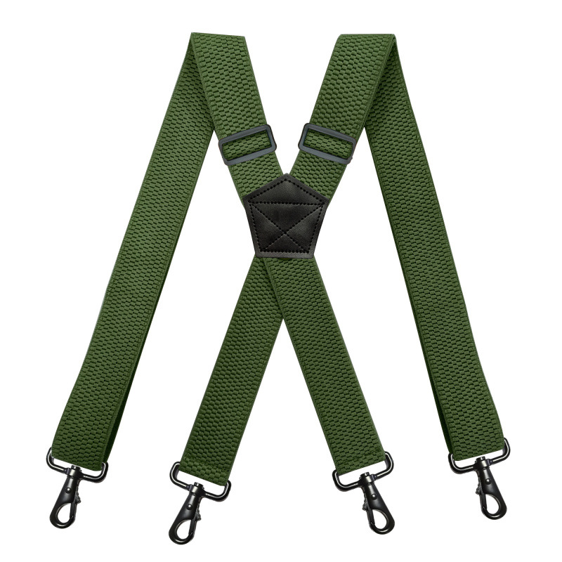 Picture of Cross-Border Supply Adult Men's 4-Clip Suspenders 3.8cm X-Type Corn Pattern Elastic Suspenders Black Hook Buckle in Stock