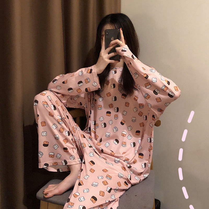 Picture of Factory Clearance Welfare Spring and Autumn Pajamas Women's Casual Comfortable Lady Style Long Sleeve Trousers Two-Piece Home Clothes
