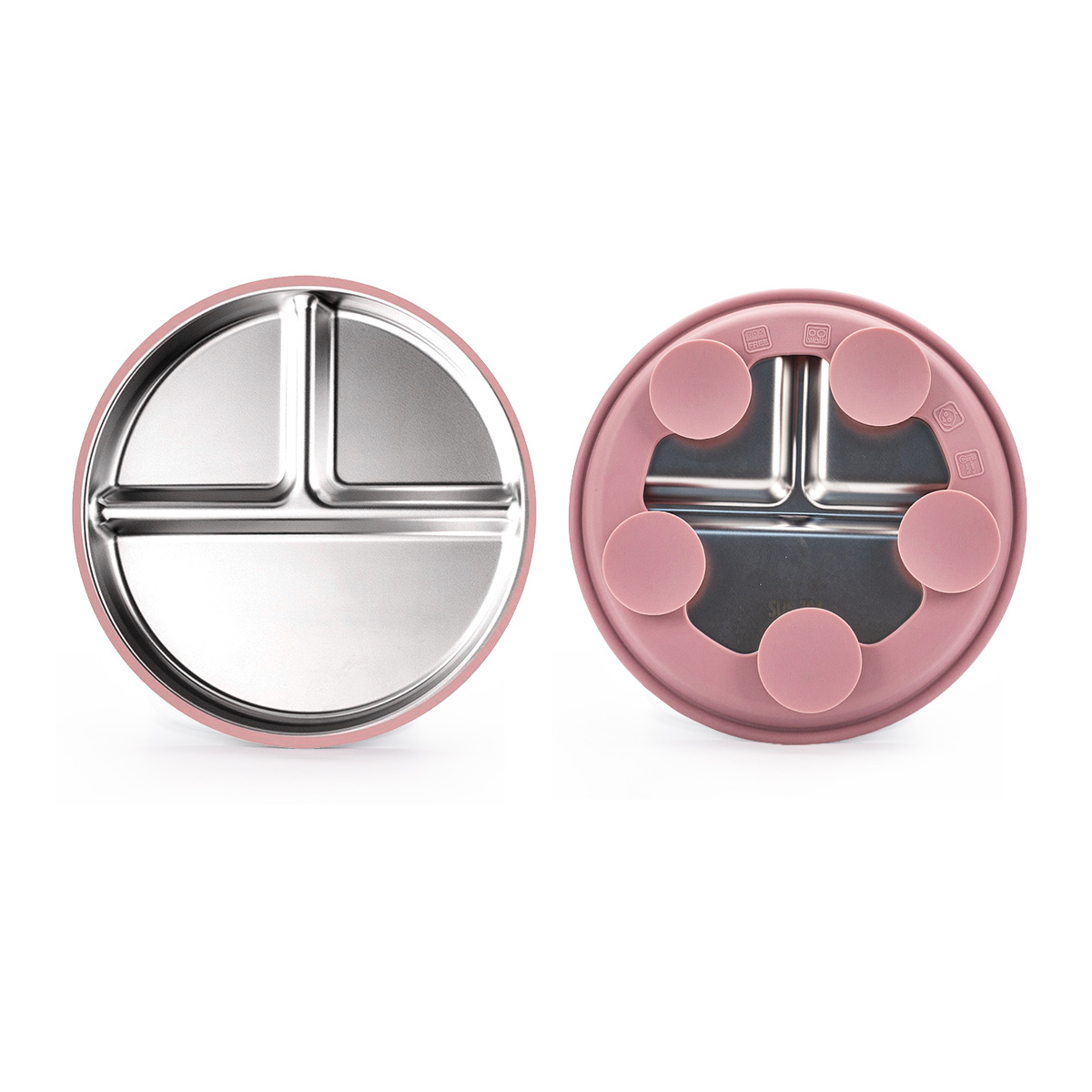Picture of Cross-Border Baby Dinner Plate Baby Suction Cup Kidsren's Tableware Set Divided Plate Anti-Fall 304 Stainless Steel Silicone Bowl