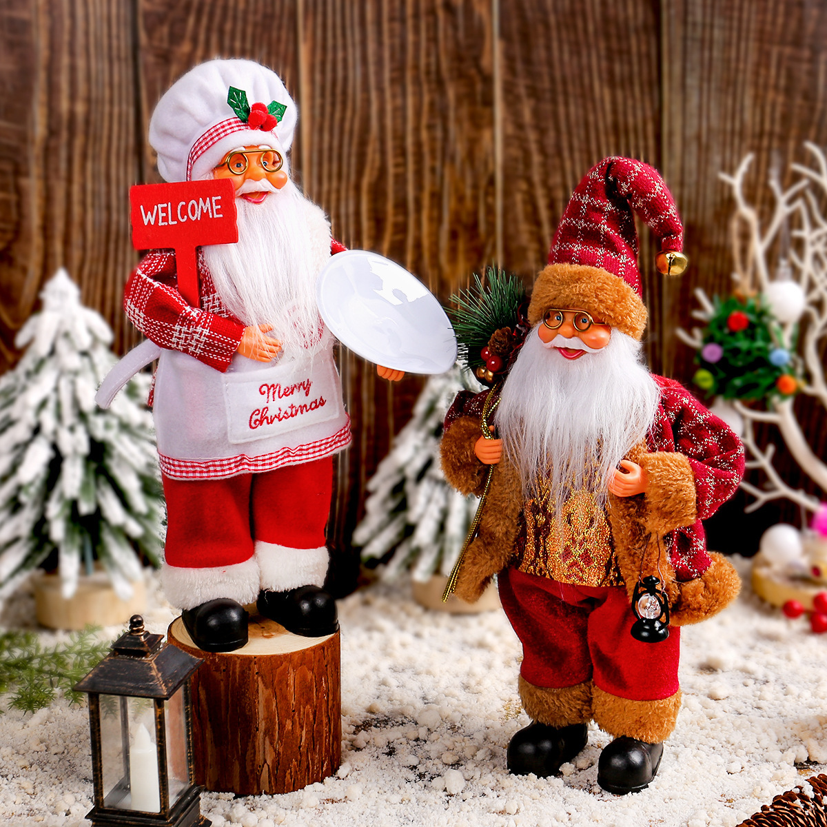 Cross Border Standing Santa Claus Doll Ornaments Christmas Cute Gift Holding Doll Doll Window Decoration Supplies