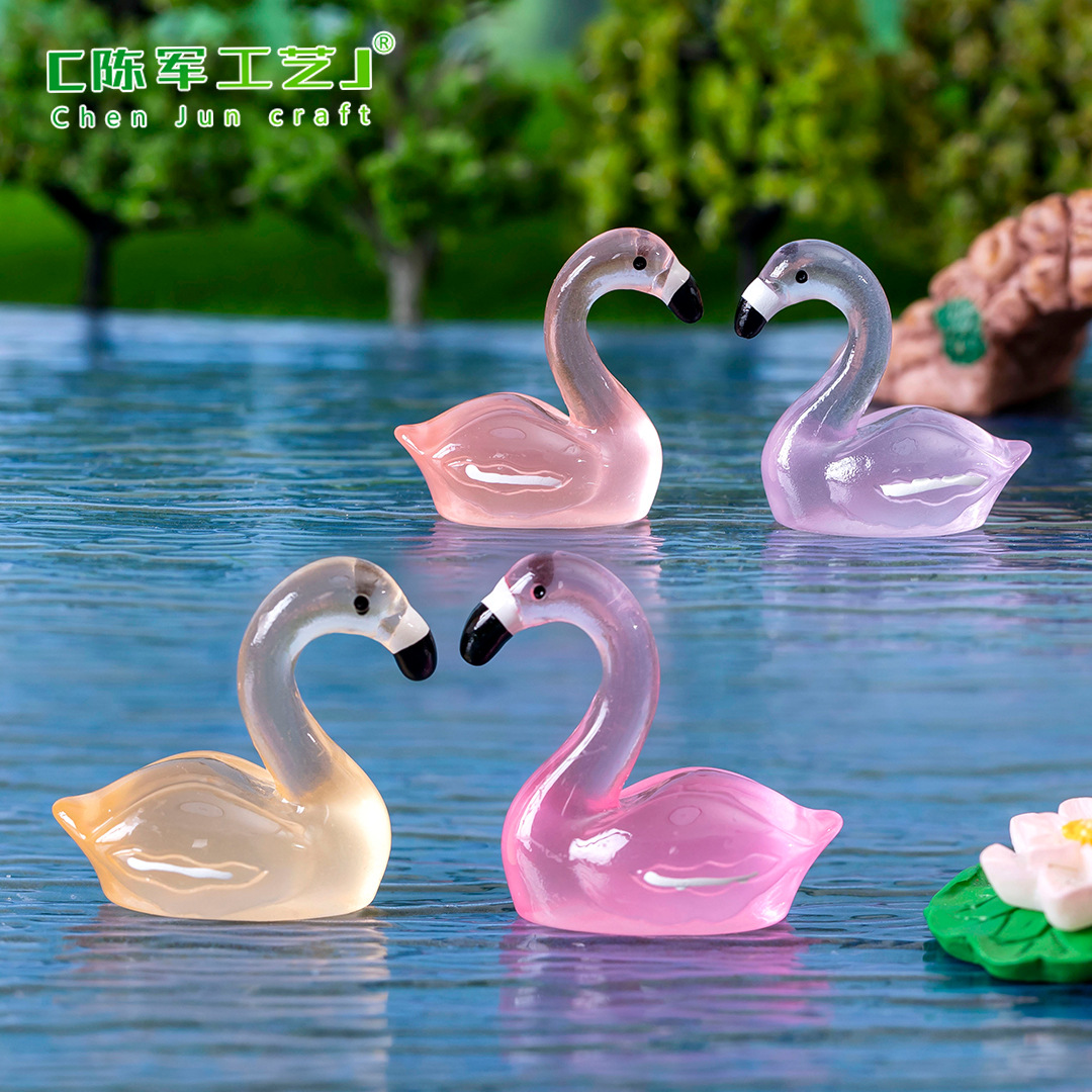 Picture of Micro Landscape Creative Cute Luminous Artificial Flamingo Aquarium Moss Landscaping Decoration Accessories Desktop Small Ornaments