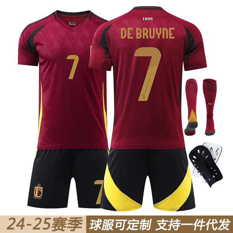 2024 Belgium home European Cup 7 de Brauné football uniform 10 Lukaku 25 multi-library clothing cross-border wholesale