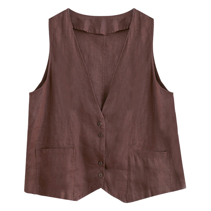2022 New Summer Style Loose Large Size Short Sleeveless Loose Women's Cotton and Linen Vest