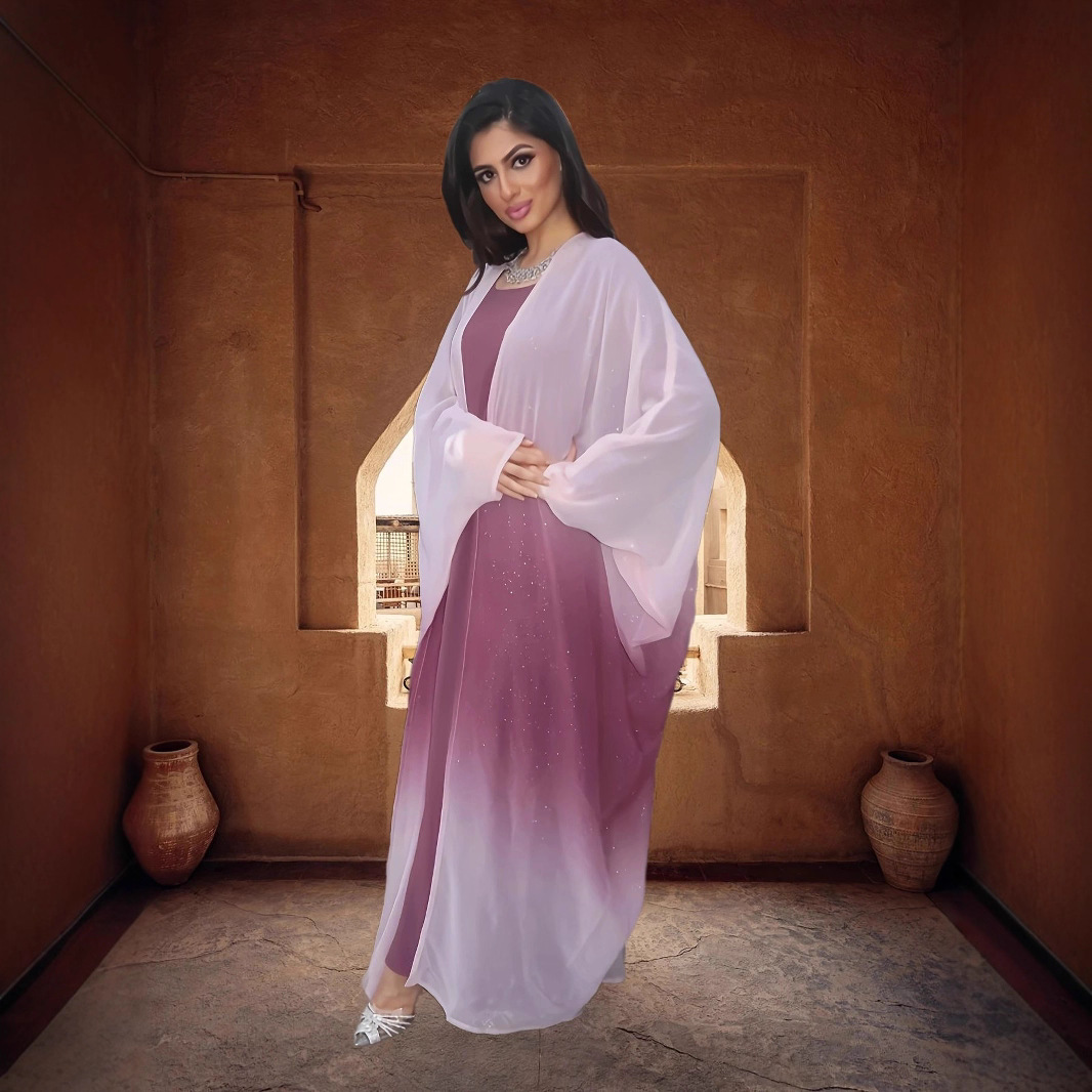 Picture of Cross-Border Middle Eastern Robe Women's Dubai Plus Size Cardigan Gradient Color Abaya Arabian Saudi Arabia