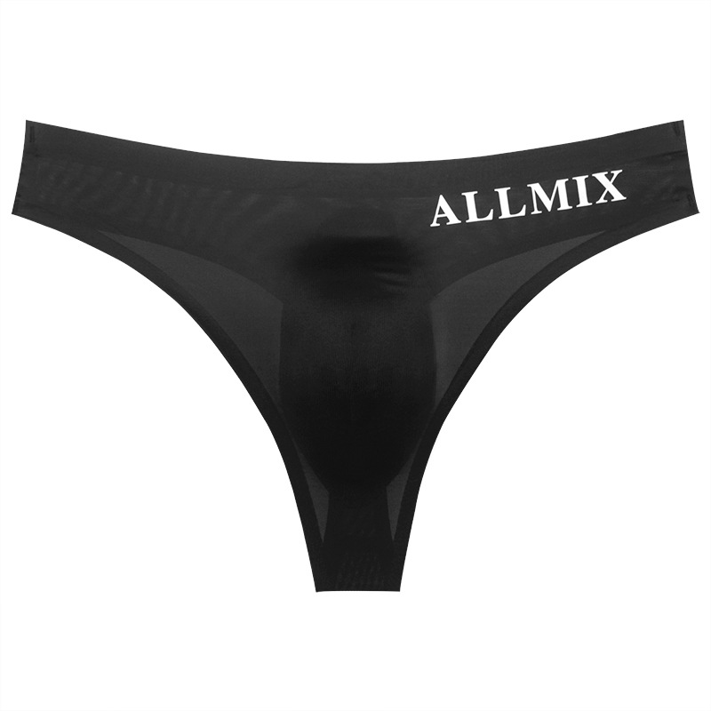 Picture of Foreign Trade Men's Sexy Sports Fitness Letter Thin Transparent Showing Hip Ice Silk Low Waist Seamless Triangle Single Thong