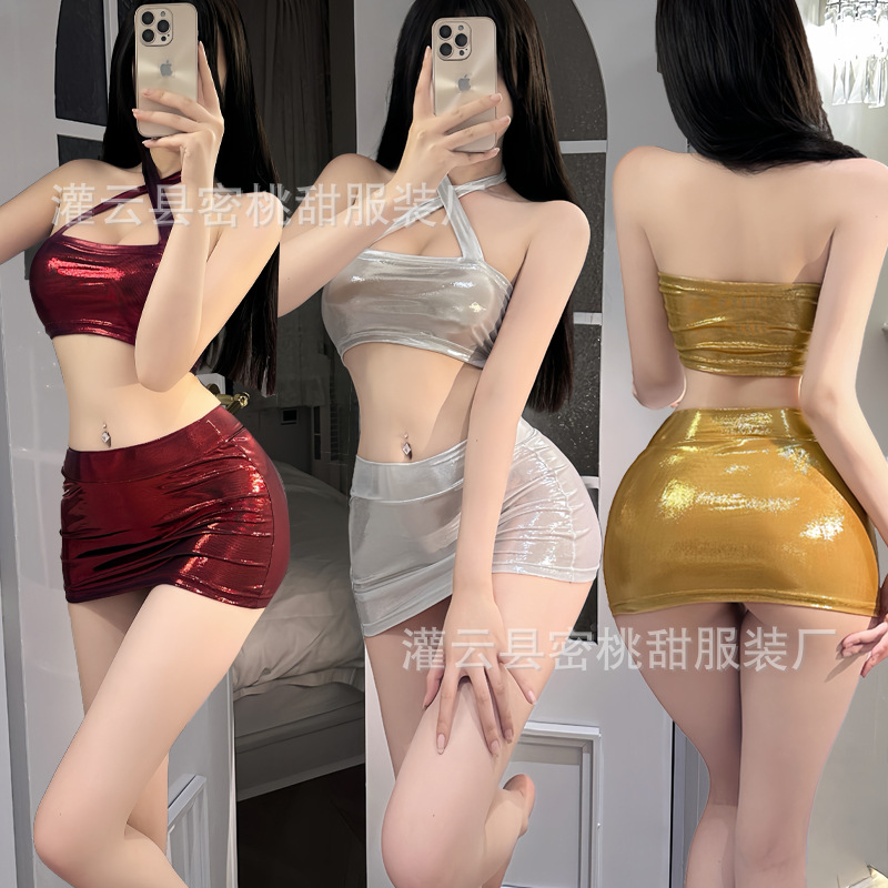 Sexy underwear, hot slim suspender wrap, sexy bronzing, cross-style nightclub, buttocks, short skirts, uniforms, drop shipping