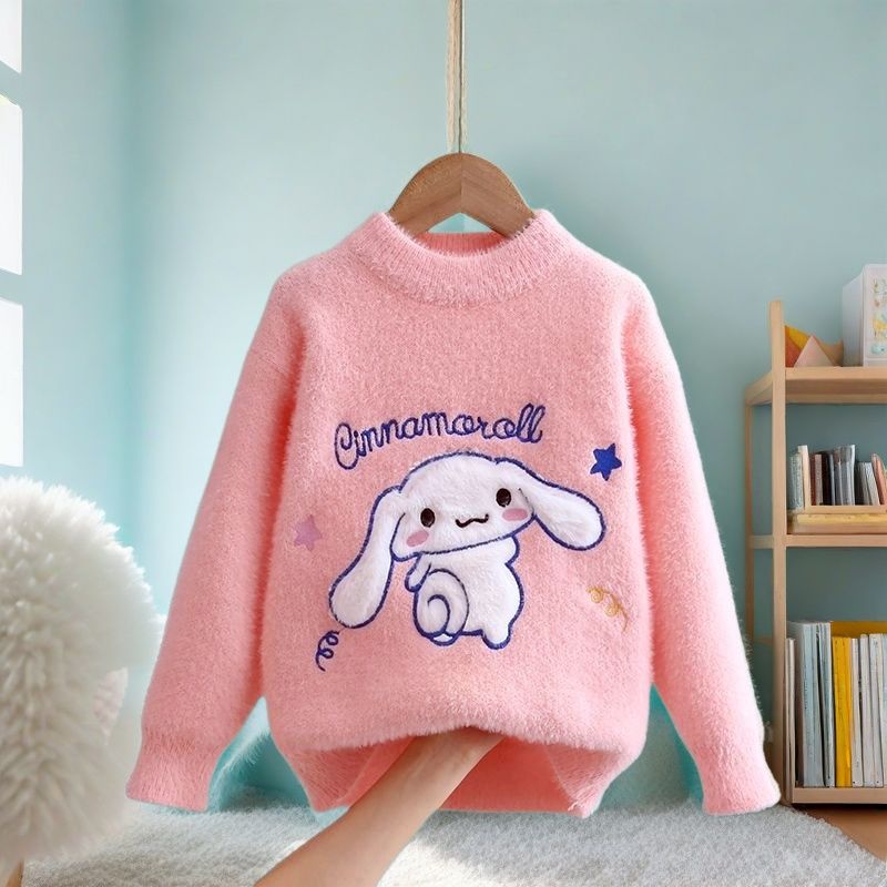 Picture of [2025 Yugui Dog] Girls' Winter Sweater New Autumn and Winter Mink Velvet Knitted Shirt Big Children's Base Shirt