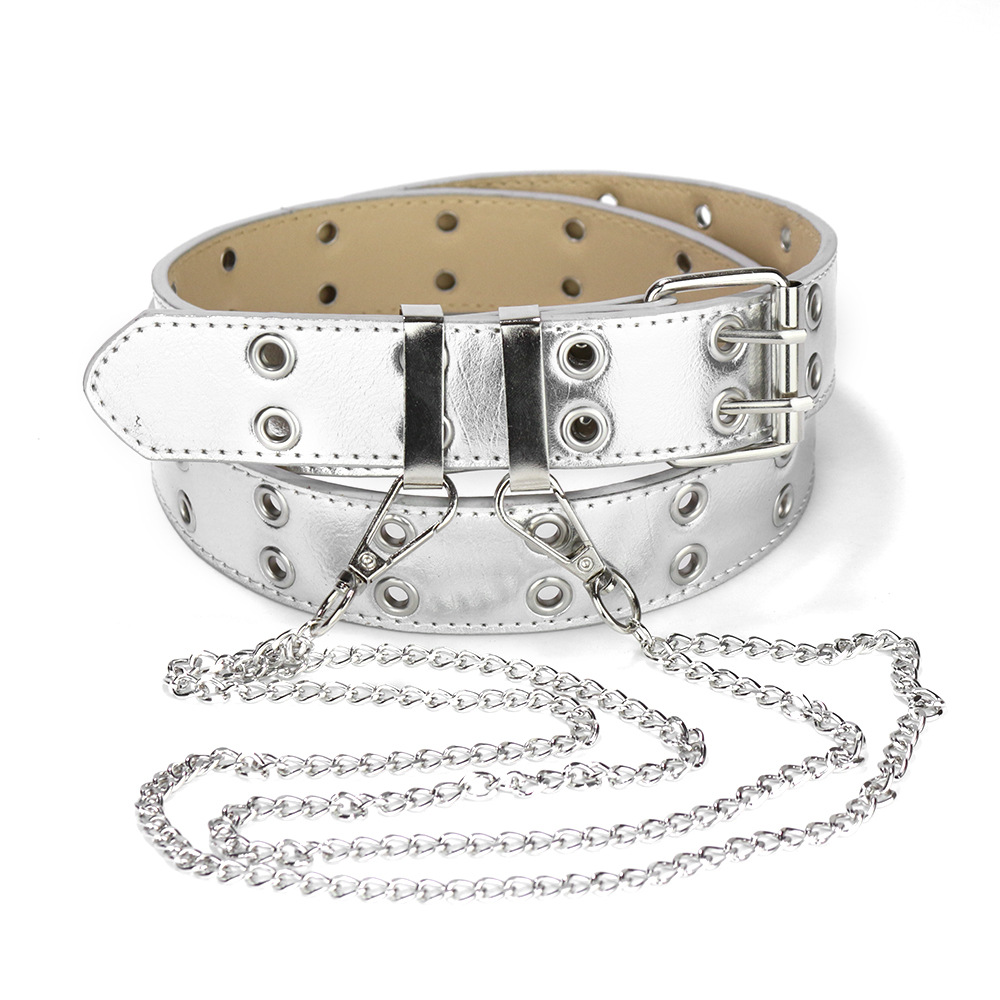 Picture of Cross-border punk belt women's decorative all-match y2k niche design pink chain jeans with eye belt