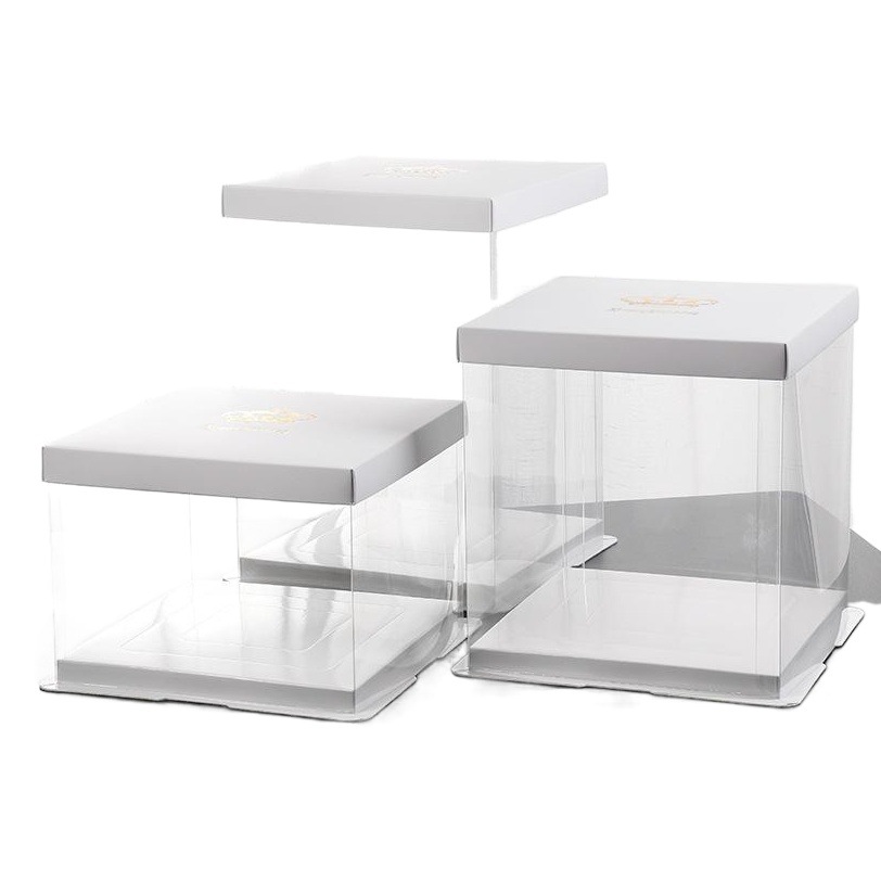 Full Transparent Cake Box Double Layer Heveling Cake Packing Box 10 Inch 12 Inch 14 Inch Birthday Cake Box Packing Box