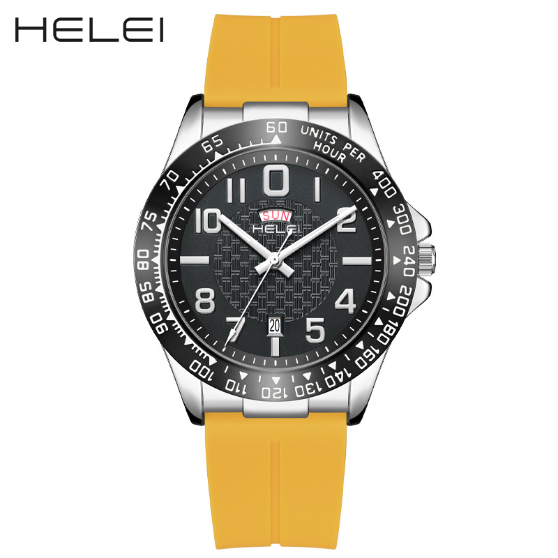 HELEI Heregre 2024 Men's Watch Outdoor Sports Quartz Watch Silicone Strap Non-mechanical One Piece