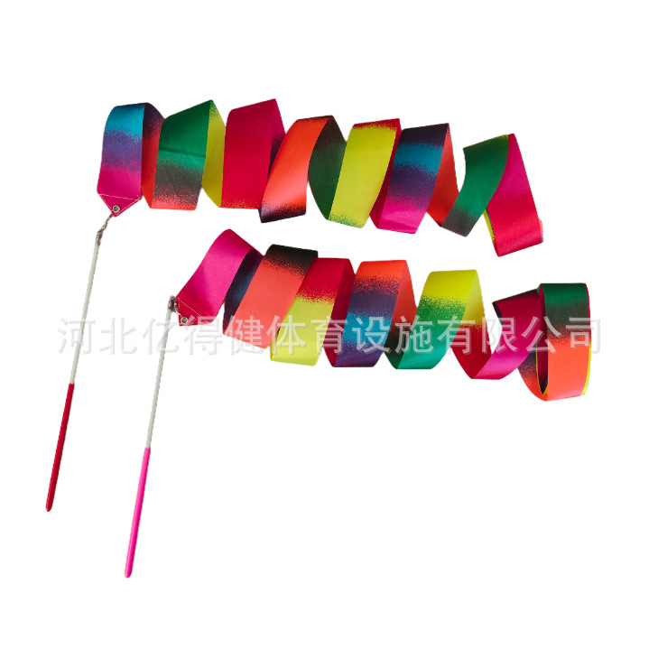 Picture of Performance Rhythmic Gymnastics Ribbon Props Kidsren's Dance Toys Ribbon Middle-Aged Square Dance Ribbon with Rod Ribbon