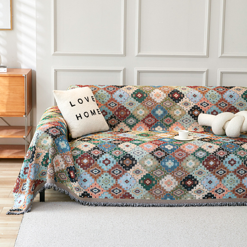Bohemian Ethnic Sofa Towel Cotton Knitted Jacquard Sofa Cover Fabric All Seasons Universal All-inclusive Sofa Cover Blanket