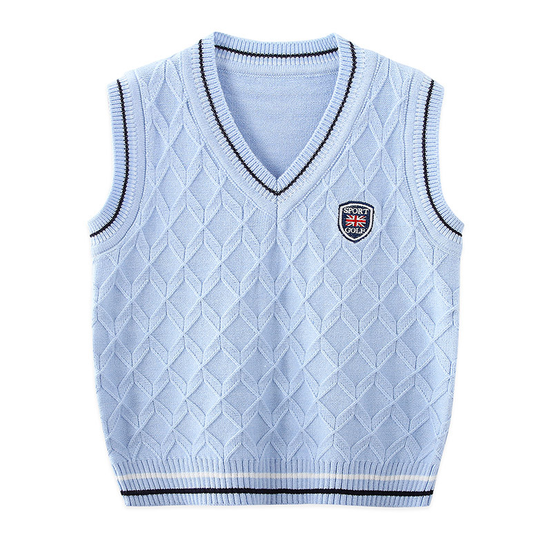 Picture of Children's Knitted Vest Autumn and Winter New Boys' Korean-style V-neck Waistcoat Baby Sleeveless Midi Coat