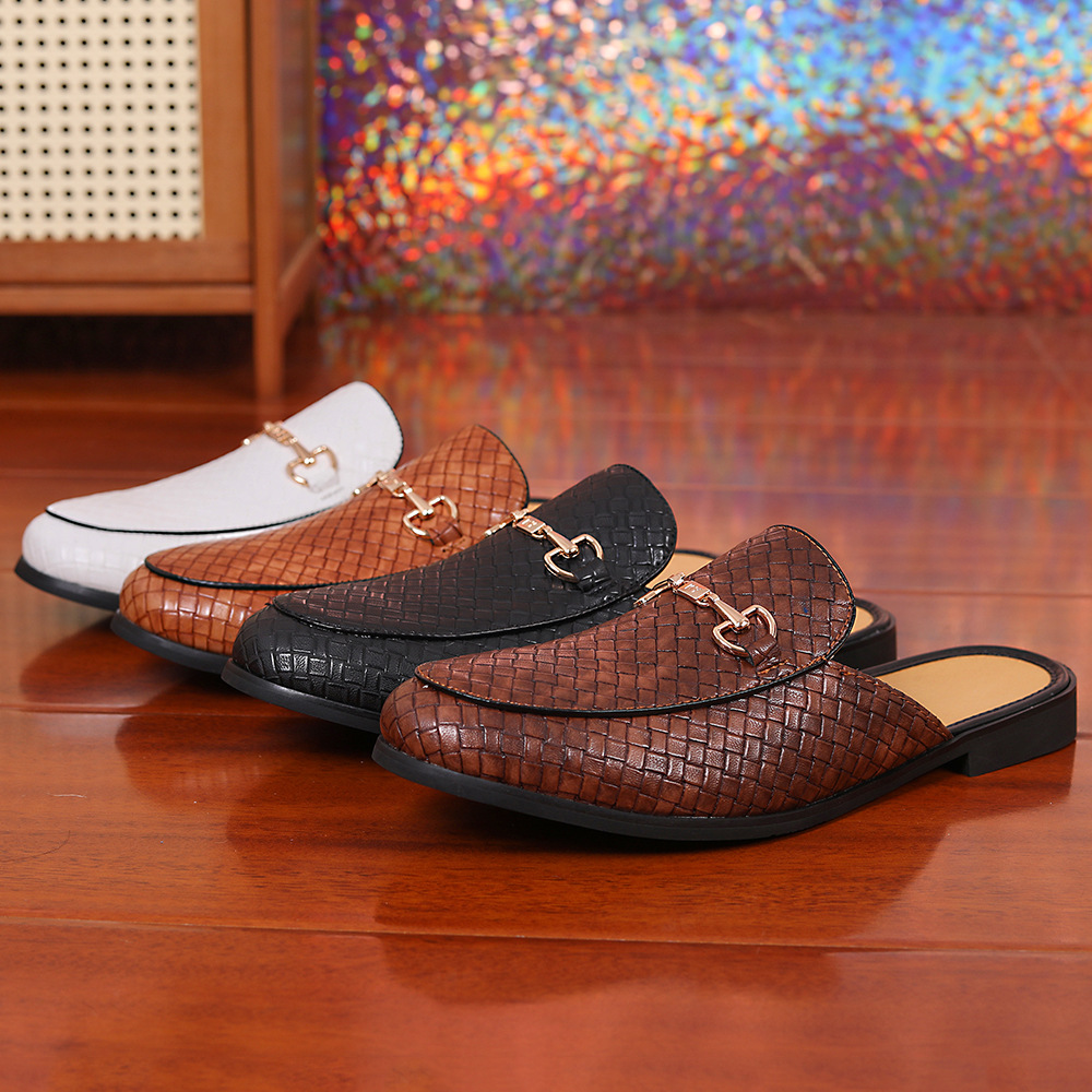 Cross-border temu slippers men's sandals men's shoes breathable non-stinky feet baotou men's half-sop slip-on loafers plus size