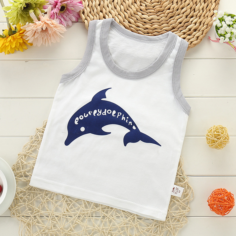 Picture of Children's single-piece vest cotton summer new boys sleeveless top girls Korean version of small and medium-sized children's base shirt wholesale