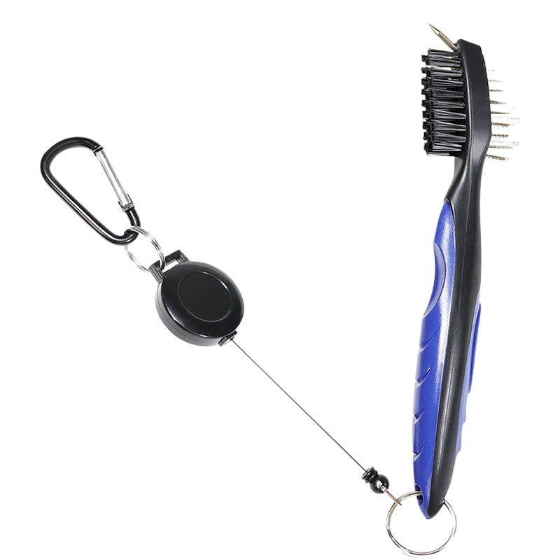 Golf Club Brush Classic Cleaning Brush Club Head Double-Sided Groove Cleaning Brush Steel Brush with Protective Cover Factory Direct Sale