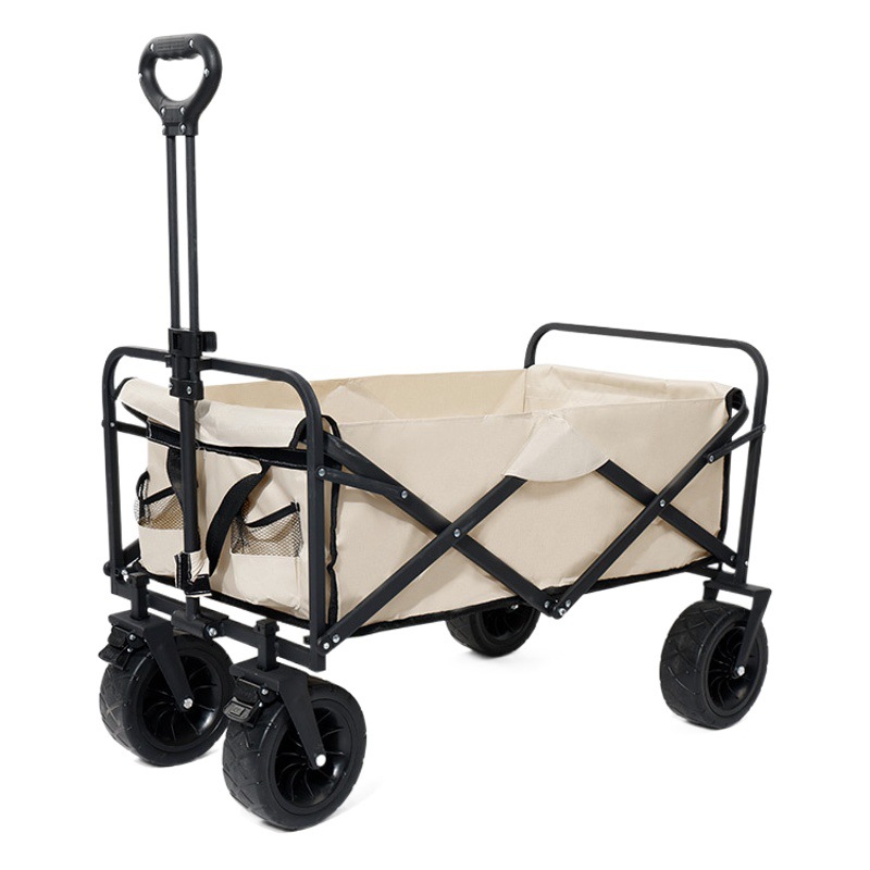 Foldable Outdoor Camping Trailer Wide Wheel Off-Road Large Camping Trolley Picnic Large Capacity Camp Car