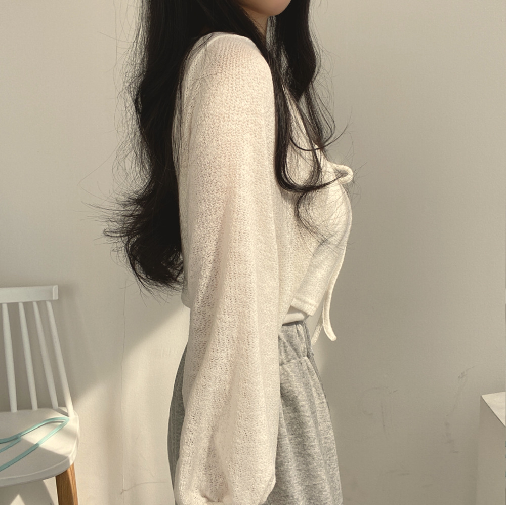 Picture of Cross-border Factory Thailand Lantern Sleeve Short Thin Cardigan Summer Sun Protection Clothes Joker Strap Coat Women's Air-conditioning Shirt