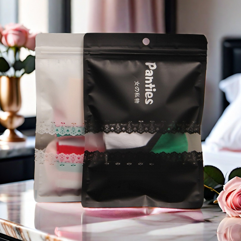 Japanese ladies underwear packaging bag lace triangle boxer self-sealing Ice Silk low waist inner pants bag wholesale Panties