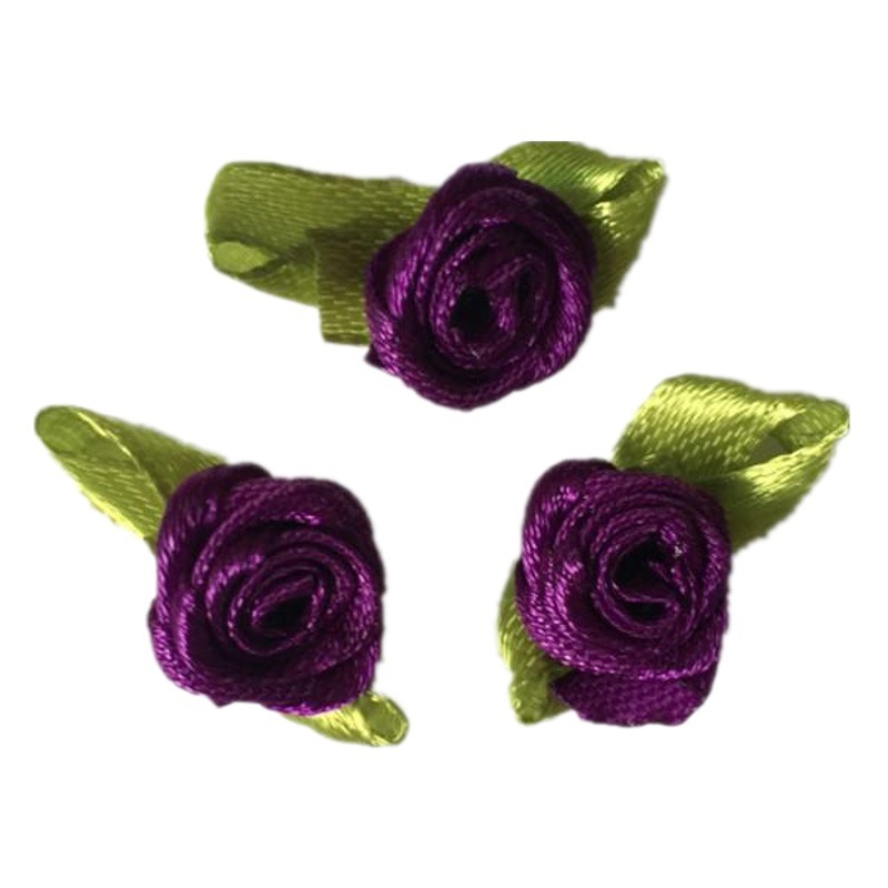 In stock 3 points ribbon with leaves Rose small flower DIY accessories ribbon bow Green Leaf small Rose Wholesale