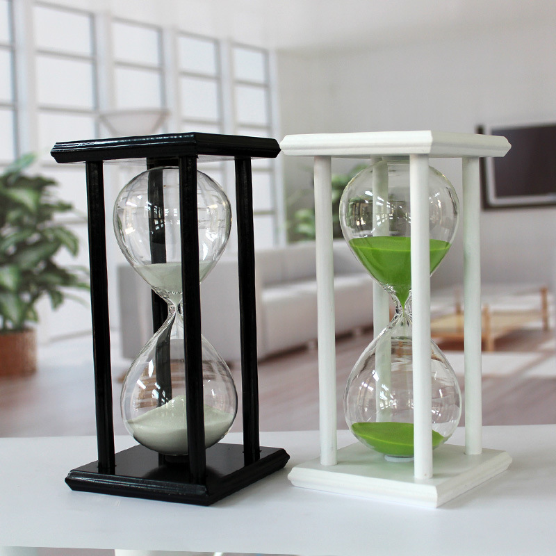 Large 30-Minute Wooden Frame Hourglass Glass Creative Ornaments Couple Birthday Gift Graduation Season Teacher's Day Gift