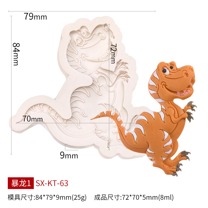 Picture of Sanxin Easter Dinosaur Silicone Mold Creative DIY Cartoon Animal Flip Sugar Chocolate Cake Decorative Grinding Tool