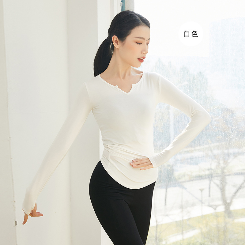 Picture of Dance Training Clothes Women's Tops Long Sleeve Finger Classical Dance Clothes Body Training Clothing Dancing Latin Modal