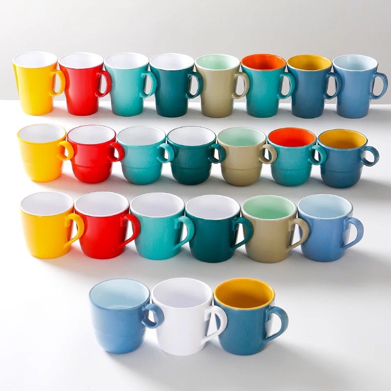 Picture of Double Color Cup melamine tableware Cup commercial restaurant restaurant special small tea cup hot pot imitation porcelain with ear drop-resistant water Cup