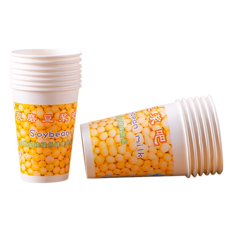 Disposable Wholesale Soy Milk Cup with Lid and Straw Thickeneded Custom Take-Out Portable Breakfast Packaged Soy Milk Paper Cup