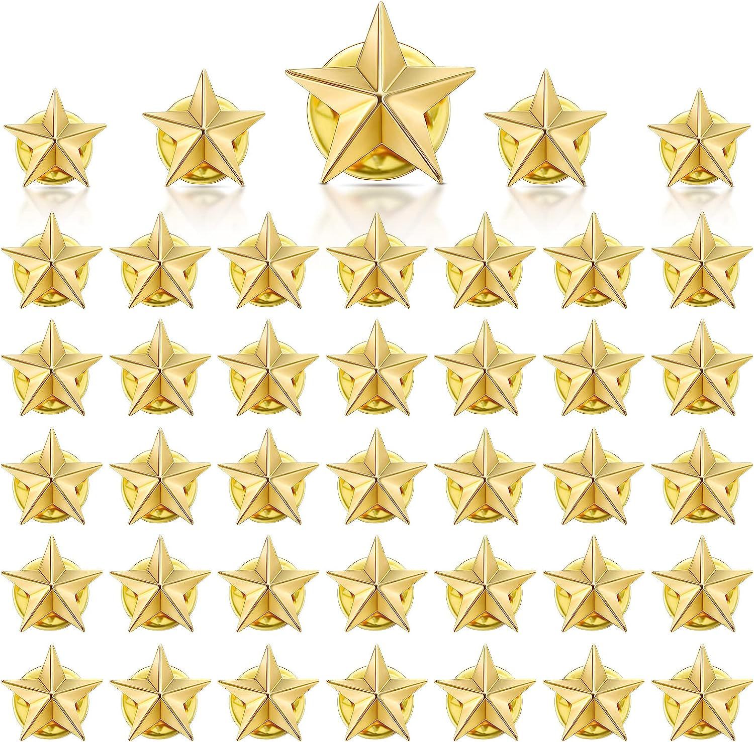 Cross-border spot Star badge gold silver lapel pin hat backpack clothing accessories five-pointed star