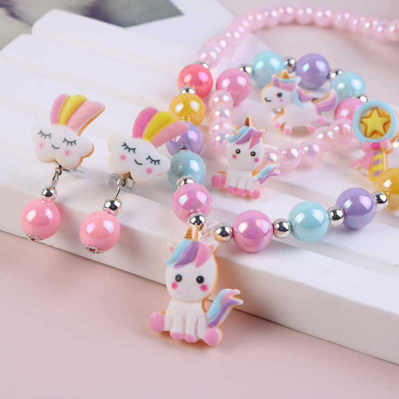 Children's Necklace Bracelet Set Unicorn Necklace Girls Baby Accessories Children's Necklace Children's Jewelry Wholesale