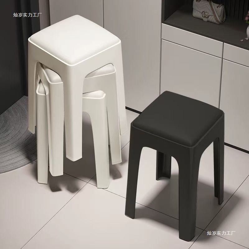Picture of Plastic Stool Household Thickened Stackable Square Bench Modern Simple Sturdy Durable Dining Table Stool Spare High Chair