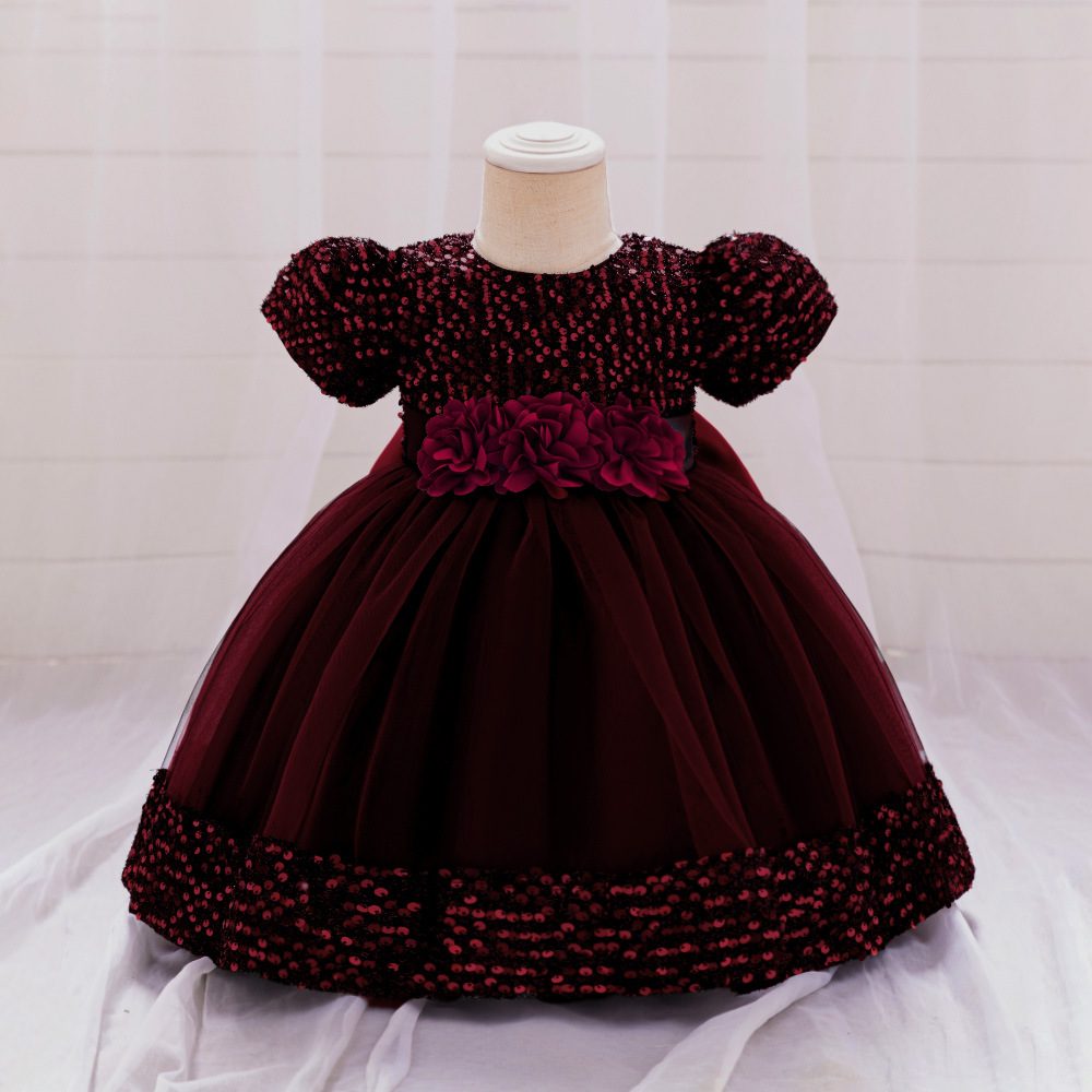 Picture of Foreign Trade Cross-border New Children's Princess Dress Sequin Mesh Girls' Wedding Dress Host Performance Dress