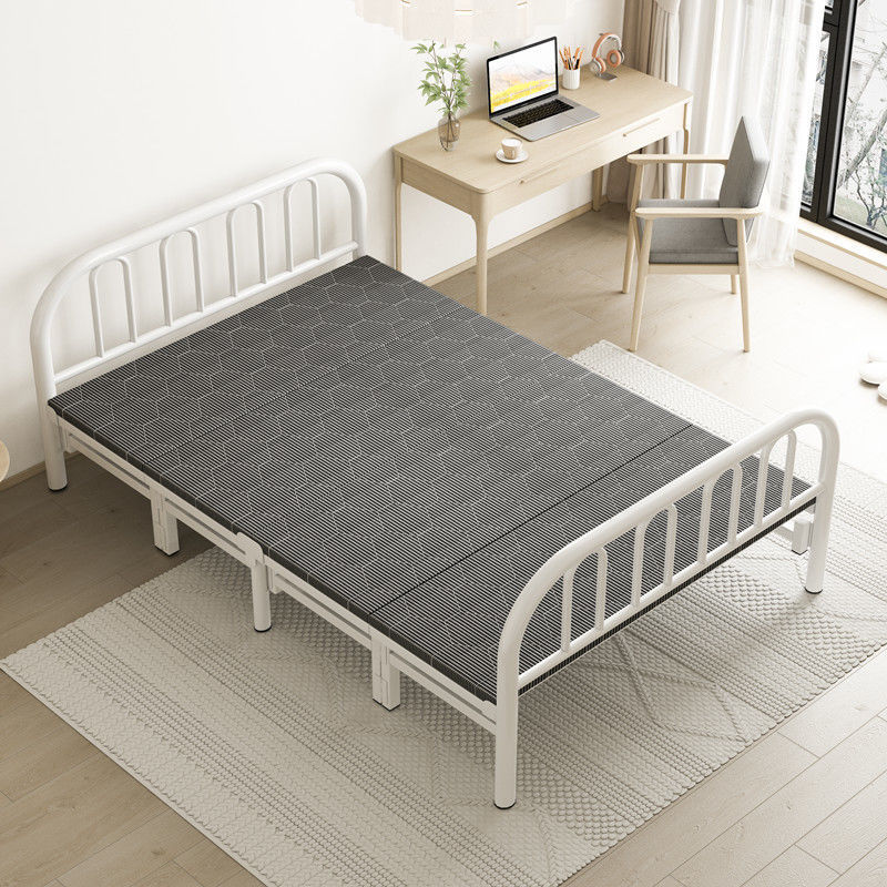 Picture of Home folding bed, double bed, rental house, simple bed, office lunch break bed, dormitory hard board bed, wrought iron bed