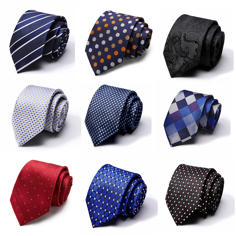 Picture of Tie spot tie polyester silk tie manufacturer 8cm business men's formal wear wedding studio tie