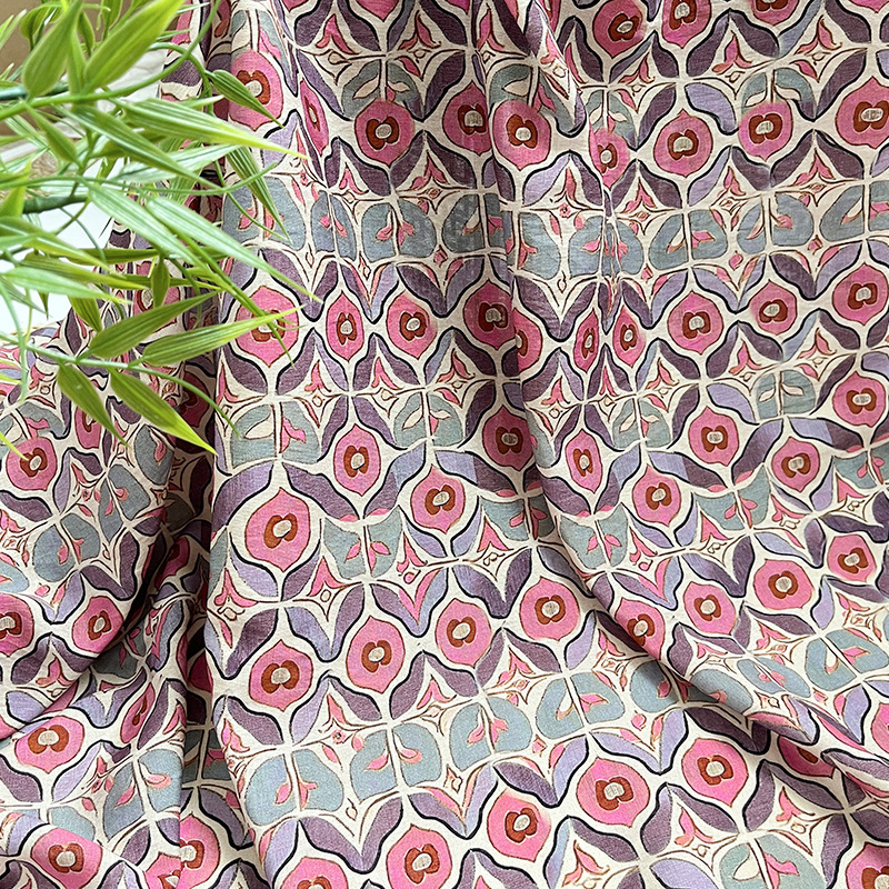 Flower geometric digital printed fabric brocade cotton fabric new Chinese style cheongsam dress top Hanfu fabric