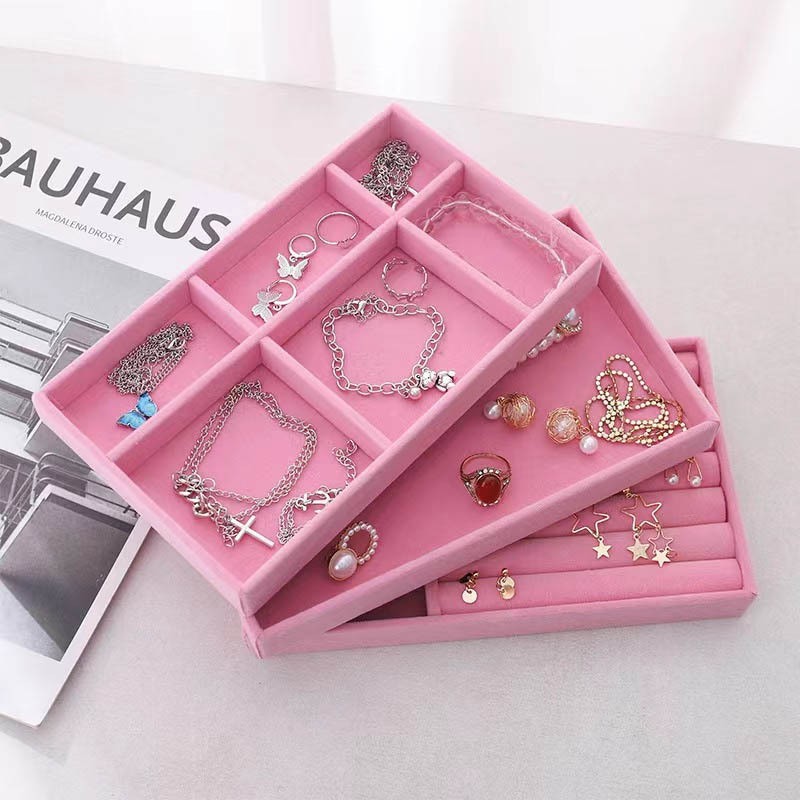 Picture of Cross-border in stock Flannel Jewelry Plate small size Beige Drawer Storage Jewelry Plate Home Display Storage Box