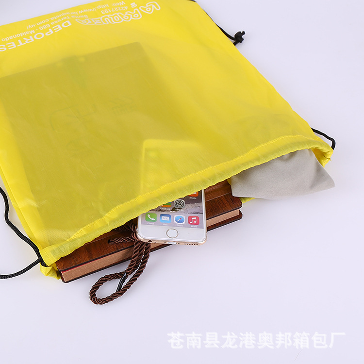 Picture of Red polyester drawstring bag manufacturer set in stock drawstring backpack travel storage bag custom logo
