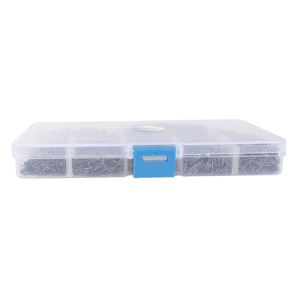 1600 Boxed Fish Hook Tube Paid Ishni Fish Hook Set with Barbed Hook with Hole Fishing Gear Set