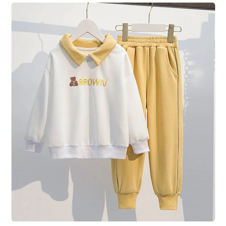 Girls' Suit Autumn Sportswear Internet Popular Foreign-style New Arrival Korean-style Sweatshirt Casual Pants Two-piece Trendy