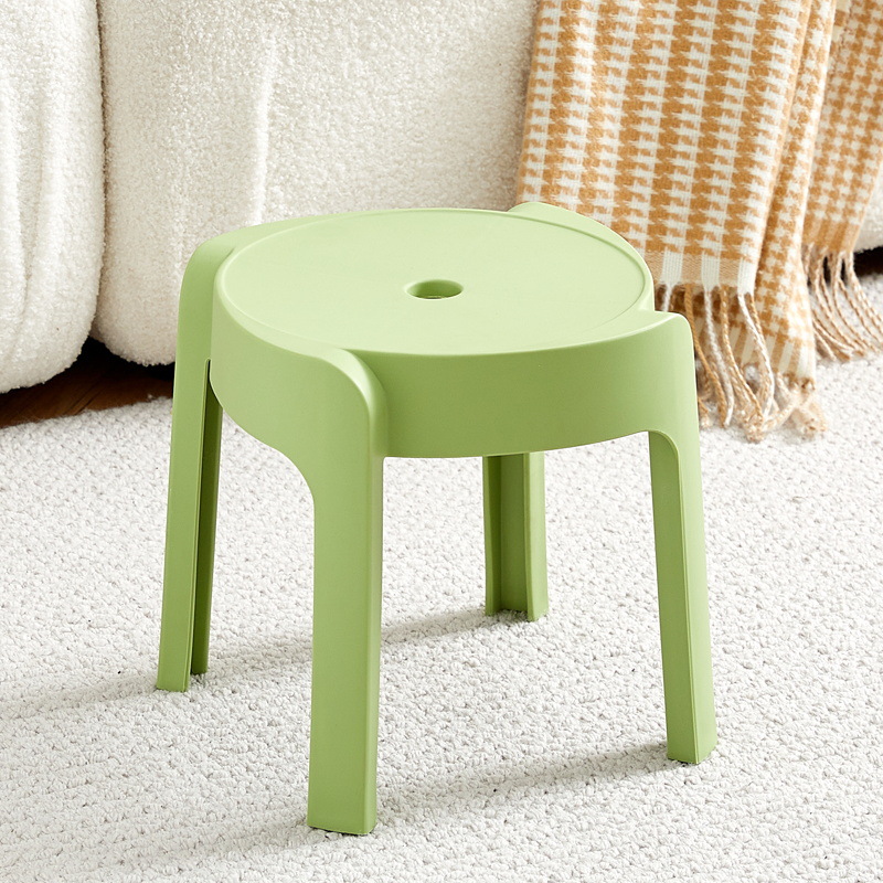 Picture of High Mature Plastic Stool Thickened Square Circle Backrest Home Dining Table Plastic Stool Dengzi Windmill Simple Bench Nordic Living Room