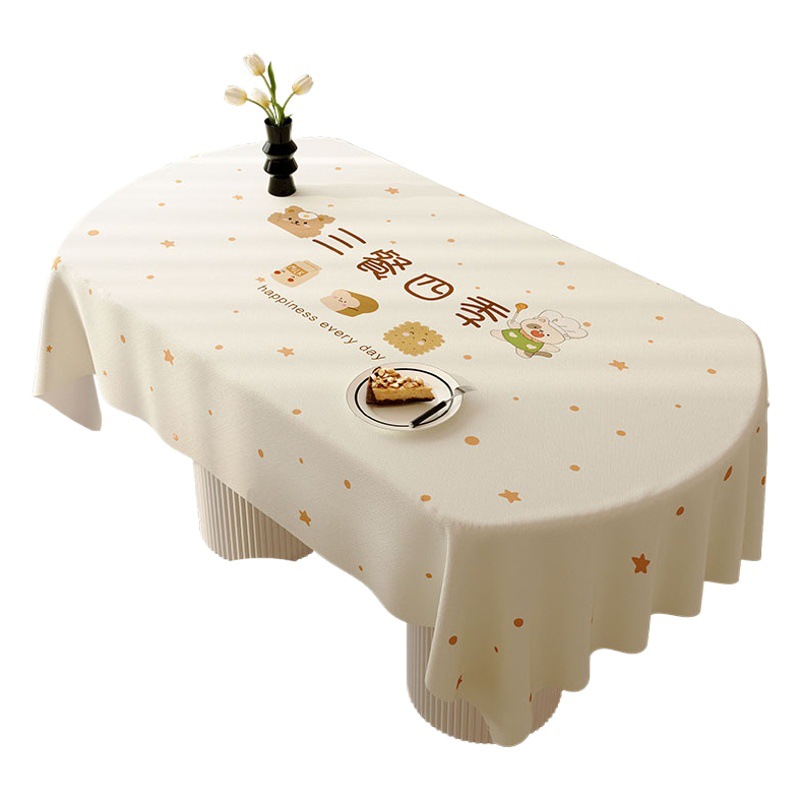 Ins Style Tablecloth Cartoon Fabric High-End Oval Special Accessible Luxury Modern Simple Desktop Protection Mat