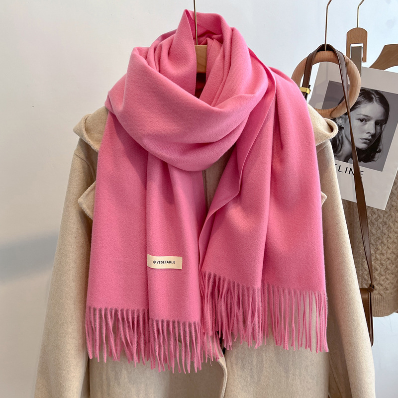 Picture of Blue Imitation Cashmere Scarf for Women 2025 New Winter K-Style Thickeneded Light Blue Scarf Versatile Dual-Use Shawl