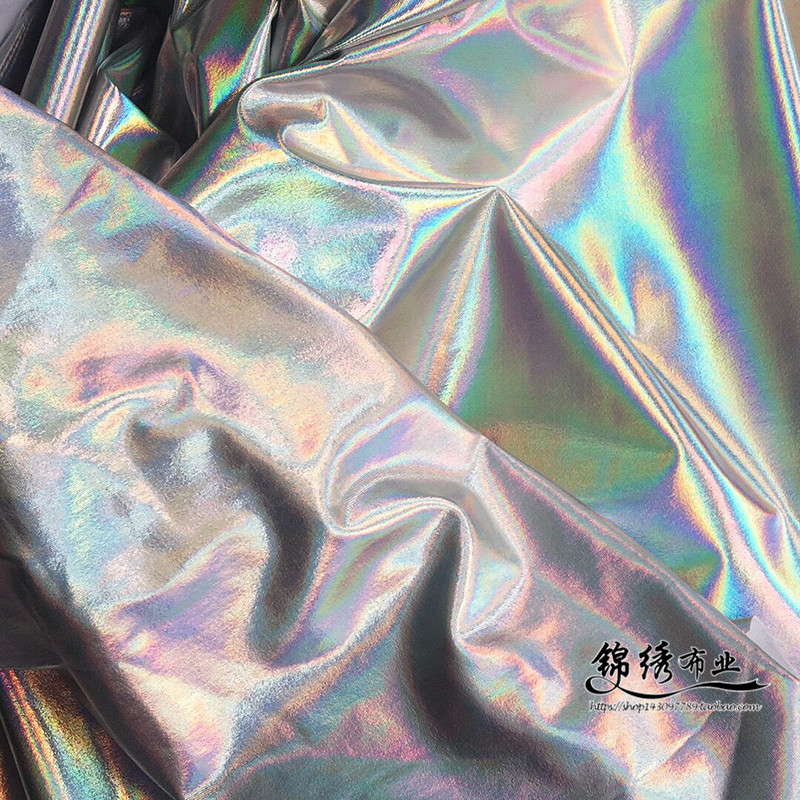 Laser Fabric Trendy High-Elasticity Laser Iridescent Decorative Background Fabric for Girls' Live Streaming Shooting Clothing and Bag Material