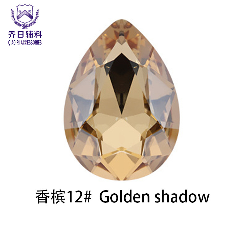 Picture of Factory wholesale 18*25 water drop double hole glass wedding dress diamond diy hair accessories shoes accessories beads in stock