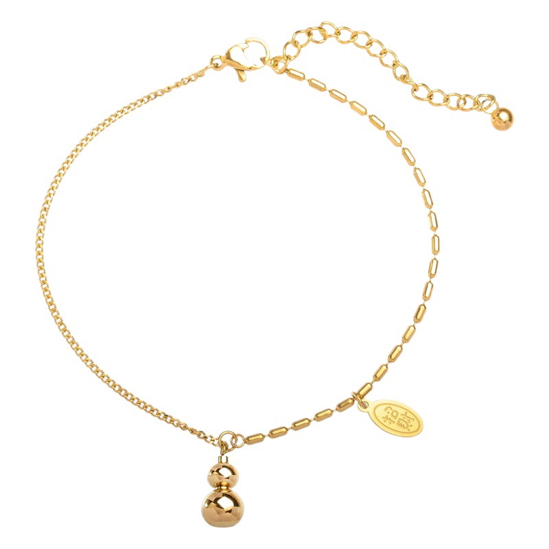 Suitable for summer titanium steel non-fading anklet niche light luxury design plated 18K gold high-end foot chain anklet women