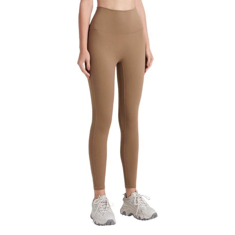 Yoga Pants Women's Double-sided Brocade Sanding European and American High Waist Naked Hip Pants Summer Running Quick-drying Sports Fitness Pants