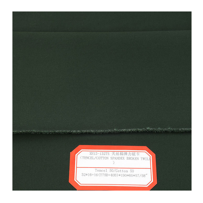 Cotton Tencel Stock Fabric Cotton Stretch Broken Card T75D+40D Casual Wear Fabric for Men and Women