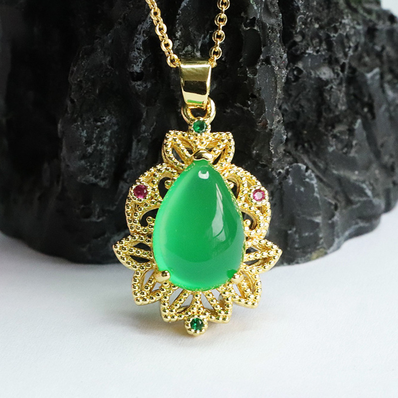 Picture of Xinyu Ice King Green Chalcedony Pendant Agate Necklace National Tide Jewelry Factory Wholesale MN4012302